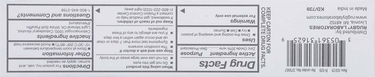 slide 11 of 12, Rugby Skin Protectant 20% Zinc Oxide Ointment 2.11 oz, 2.11 oz