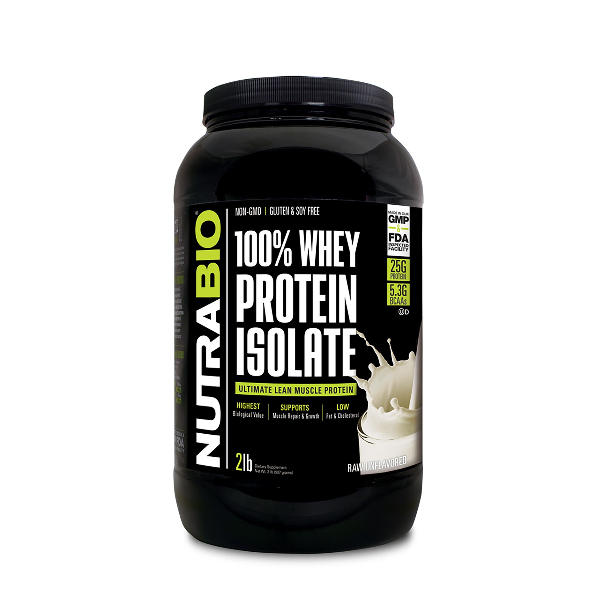 slide 1 of 1, NutraBio 100% Whey Protein Isolate - Raw Unflavored, 2 lb