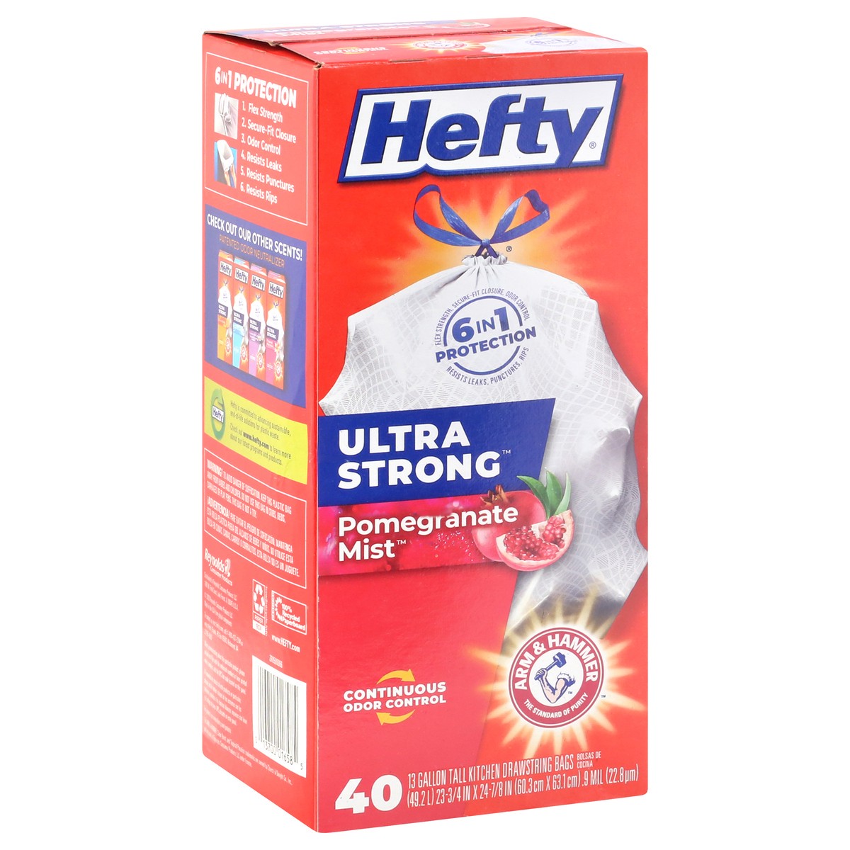 slide 2 of 12, Hefty Ultra Strong 13 Gallon Drawstring Pomegranate Mist Tall Kitchen Bags 40 ea, 40 ct