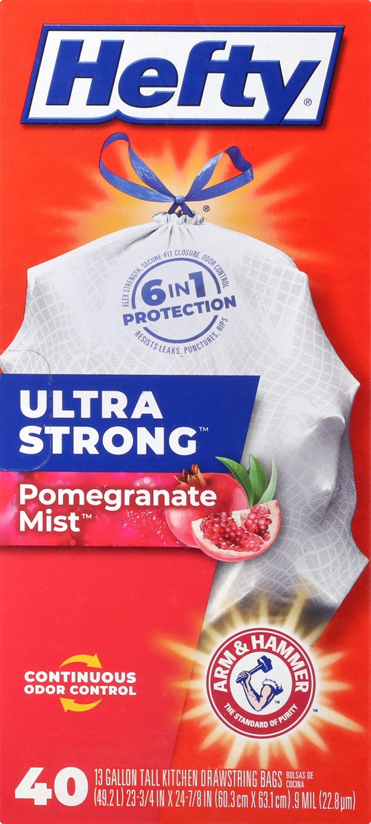 slide 11 of 12, Hefty Ultra Strong 13 Gallon Drawstring Pomegranate Mist Tall Kitchen Bags 40 ea, 40 ct