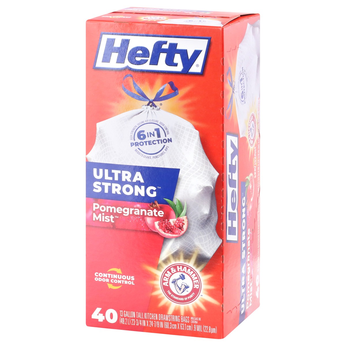 slide 6 of 12, Hefty Ultra Strong 13 Gallon Drawstring Pomegranate Mist Tall Kitchen Bags 40 ea, 40 ct