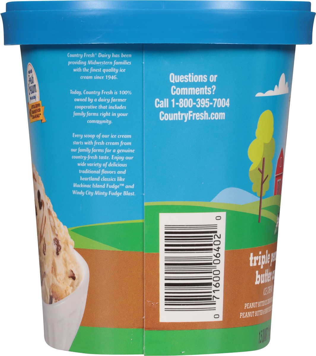 slide 11 of 12, Country Fresh Triple Peanut Butter Cup Ice Cream, 1.5 qt