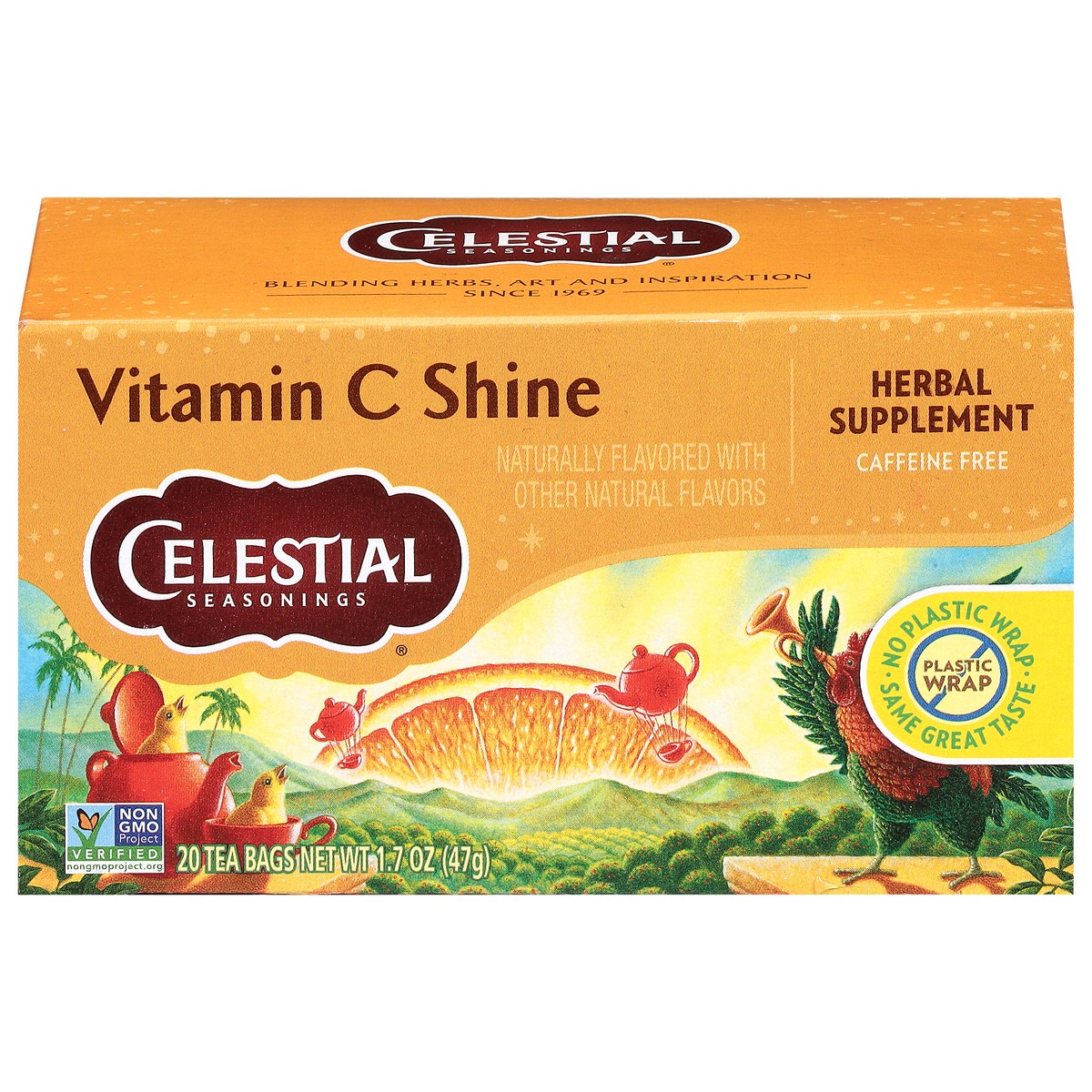 slide 1 of 9, Celestial Seasonings Caffeine Free Vitamin C Shine Herbal Supplement 20 Tea Bags - 1.7 oz, 1.7 oz