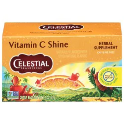 Celestial Seasonings Caffeine Free Vitamin C Shine Herbal Supplement 20 Tea Bags - 1.7 oz