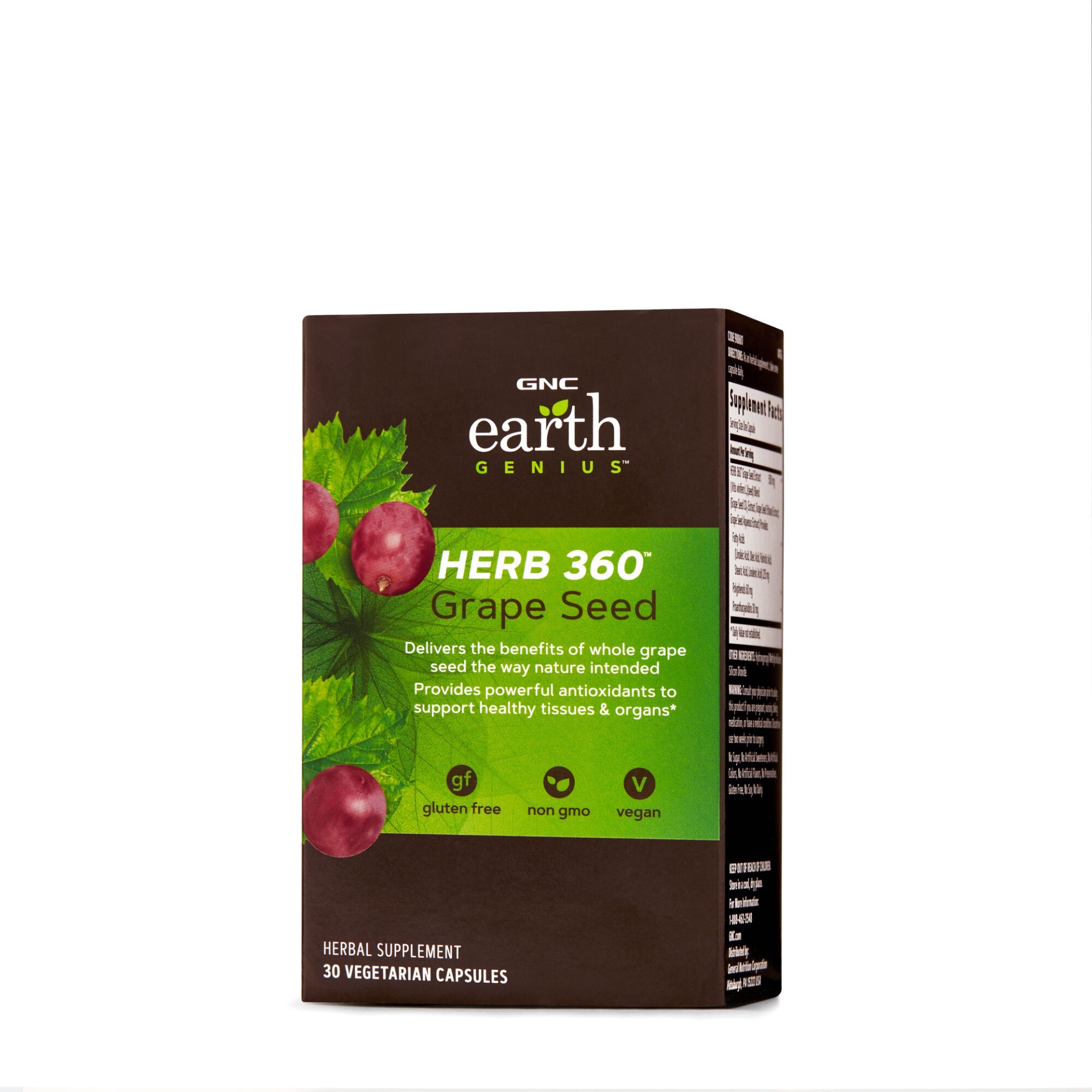 slide 1 of 1, GNC Earth Genius Herb 360 Grape Seed, 30 ct