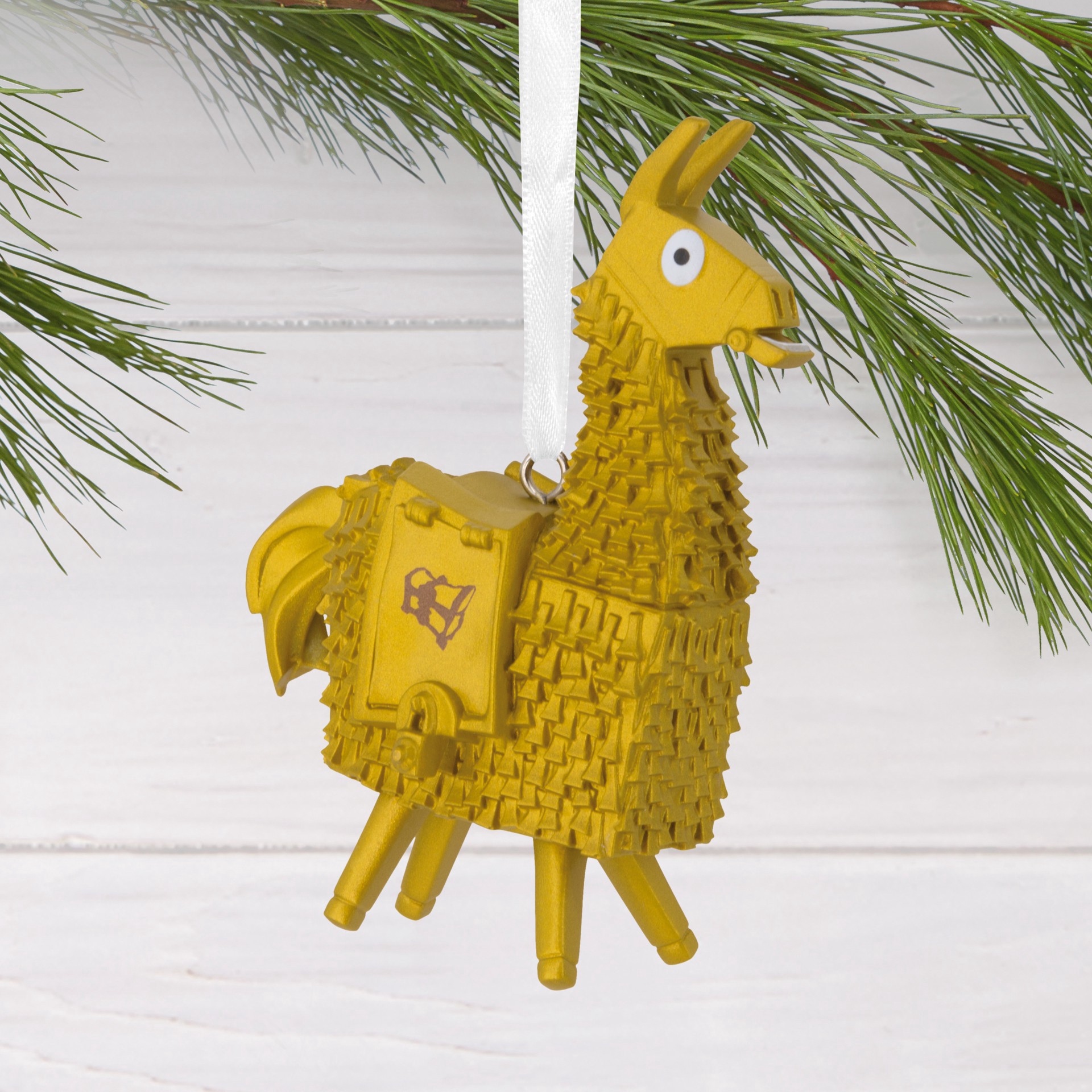 slide 4 of 5, Hallmark 3.25" Fortnite Golden Loot Llama Ornament, 2.5 in x 3.25 in x 1.25 in