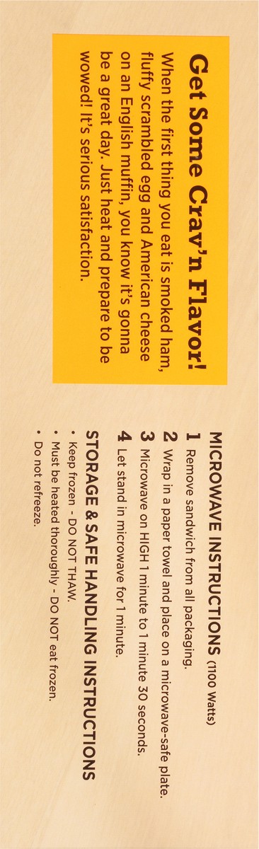slide 7 of 9, Crav'n Flavor Ham, Egg & Cheese Muffin Breakfast Sandwiches Single Pack 2 ea, 2 ct