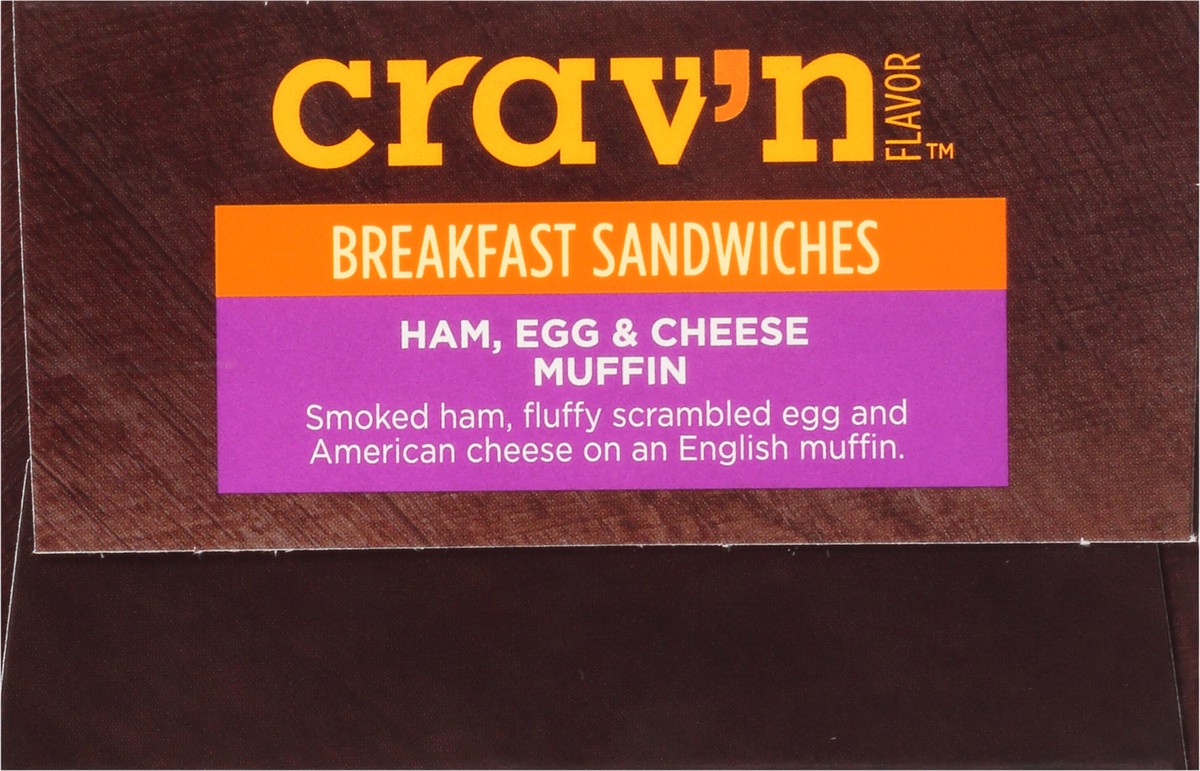 slide 3 of 9, Crav'n Flavor Ham, Egg & Cheese Muffin Breakfast Sandwiches Single Pack 2 ea, 2 ct