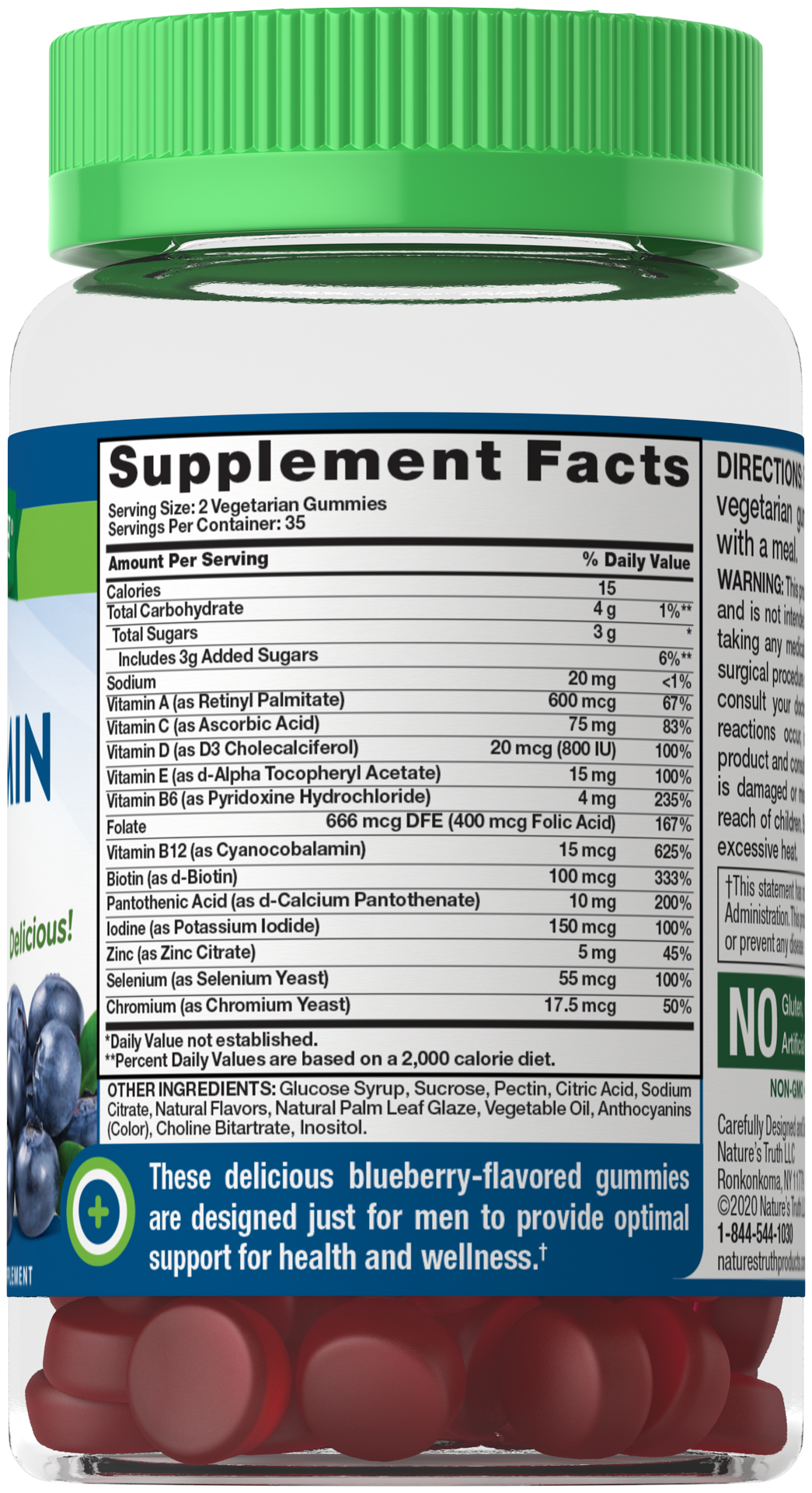 slide 2 of 4, Nature's Truth Men's Delicious Blueberry Flavor Multivitamin 70 Gummies, 70 ct