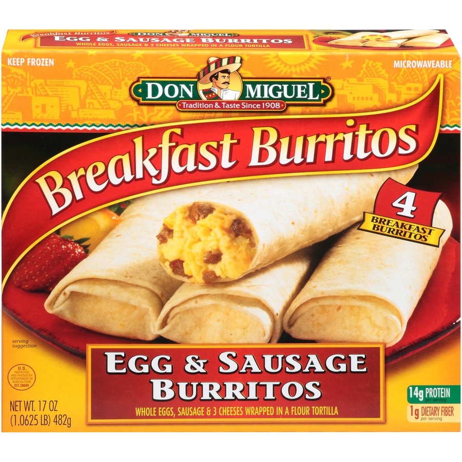 slide 1 of 1, Don Miguel Egg And Sausage Burrito, 4 ct; 17 oz