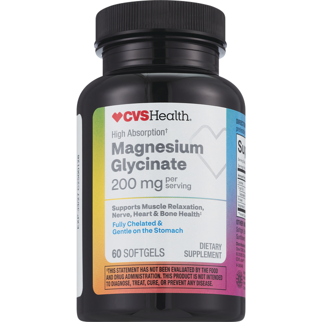 slide 1 of 1, Cvs Health Magnesium Glycinate 200Mg Softgel, 60 Ct, 60 ct