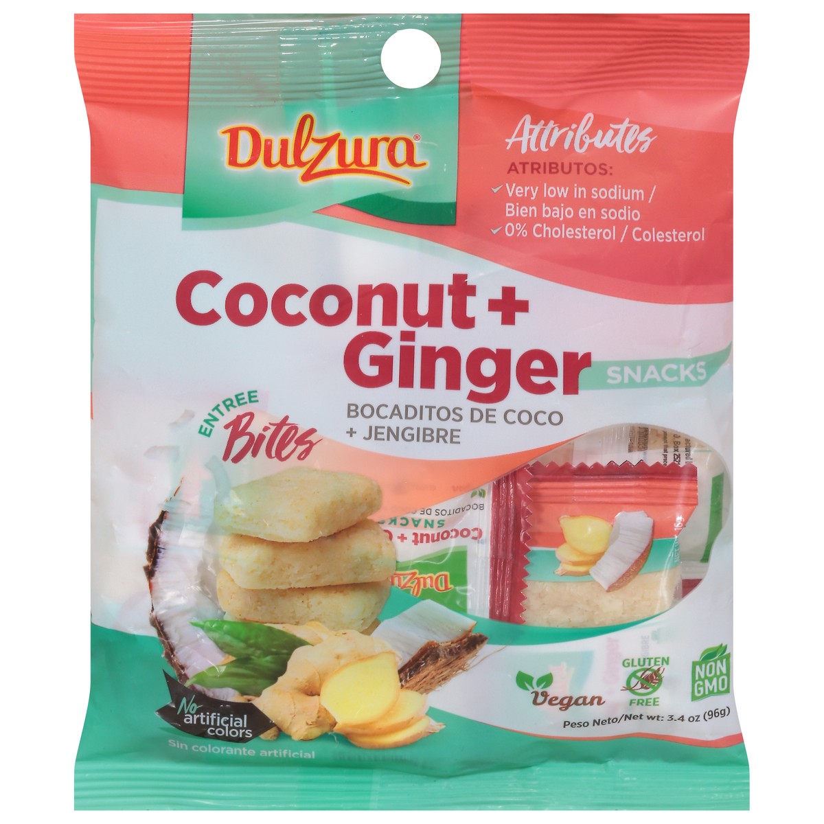 slide 1 of 9, Dulzura Bites Coconut + Ginger Snacks 3.4 oz, 3.4 oz