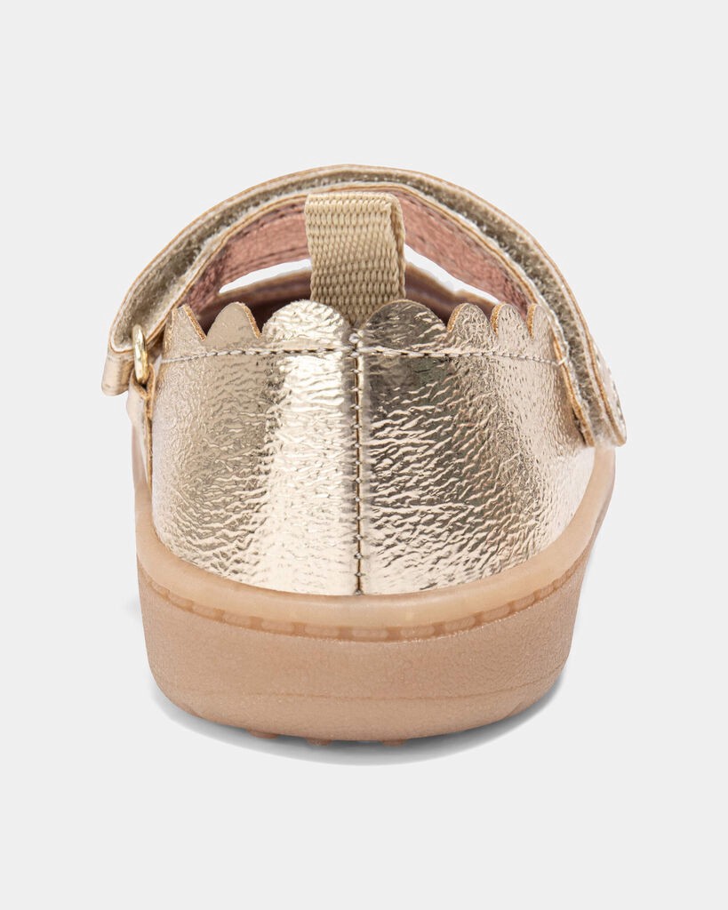 slide 2 of 6, Carter's Carters Baby Girl Every Step® First Walker Shiny Dress Shoes - Gold Gold 5.5, 1 ct