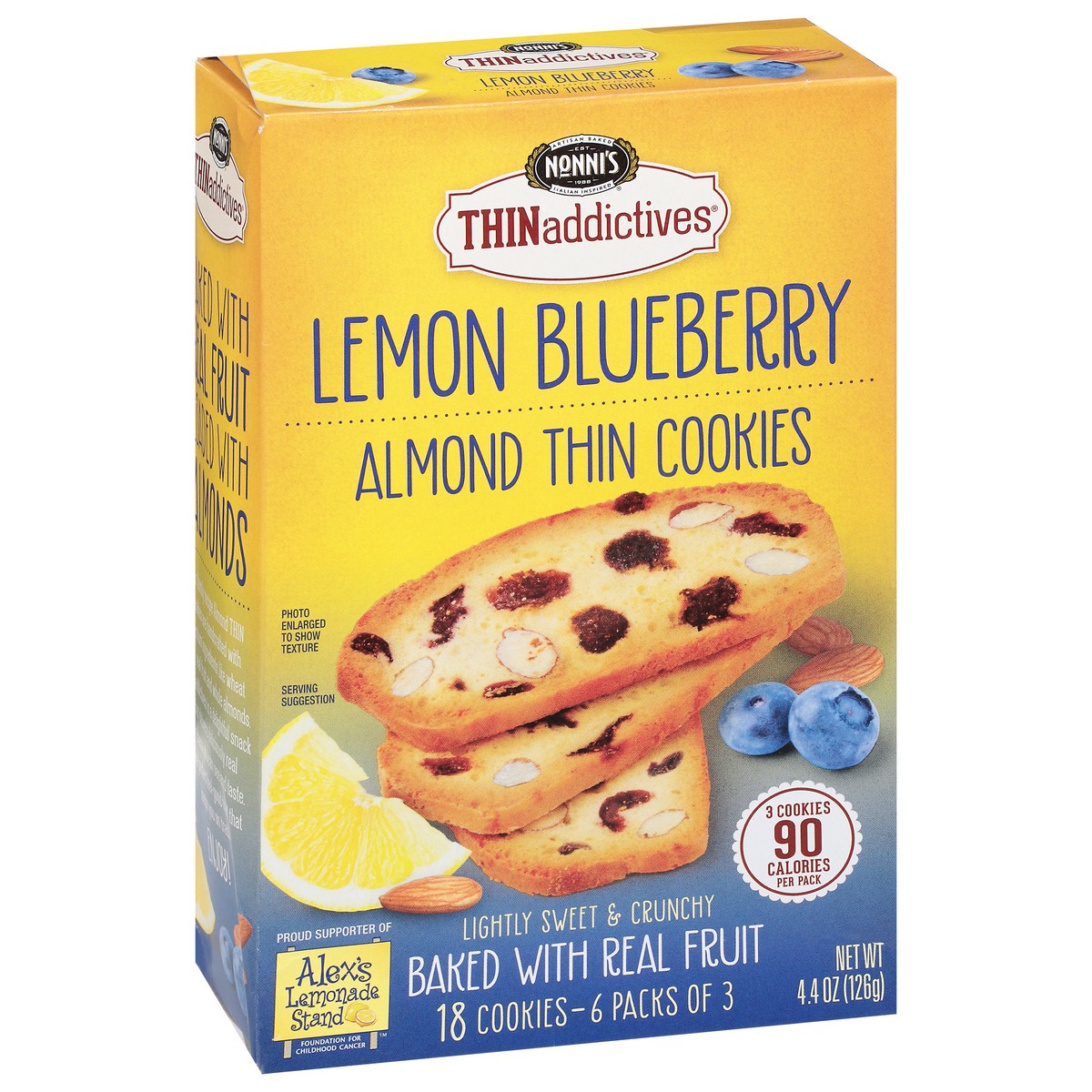 slide 8 of 11, Nonni's THINaddictives Almond Thin Lemon Blueberry Cookies 6 - 3 Packs, 4.4 oz