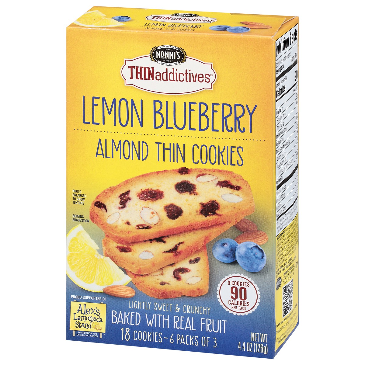 slide 9 of 11, Nonni's THINaddictives Almond Thin Lemon Blueberry Cookies 6 - 3 Packs, 4.4 oz