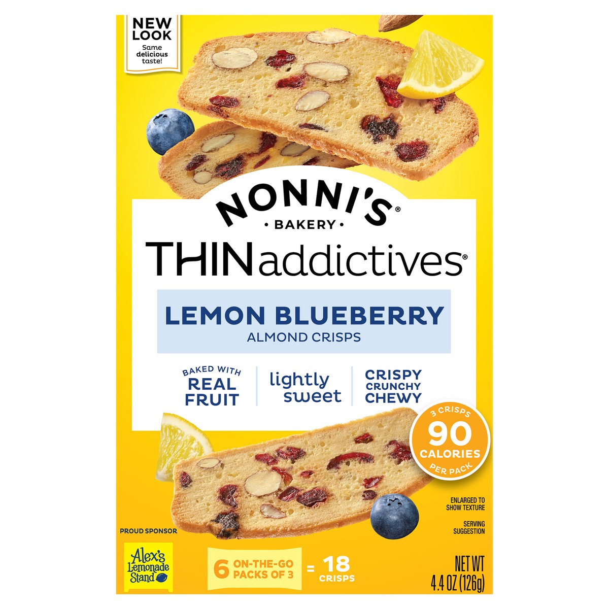 slide 1 of 11, Nonni's THINaddictives Almond Thin Lemon Blueberry Cookies 6 - 3 Packs, 4.4 oz