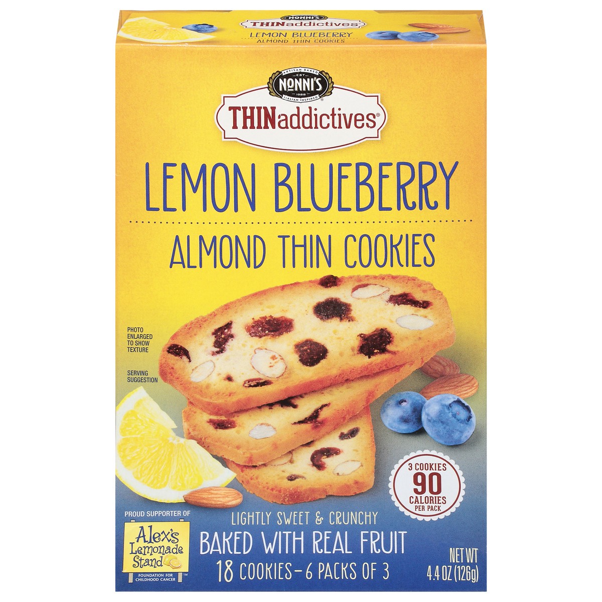 slide 7 of 11, Nonni's THINaddictives Almond Thin Lemon Blueberry Cookies 6 - 3 Packs, 4.4 oz