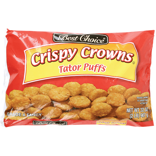 slide 1 of 1, Best Choice Crispy Crowns Tator Puffs, 32 oz