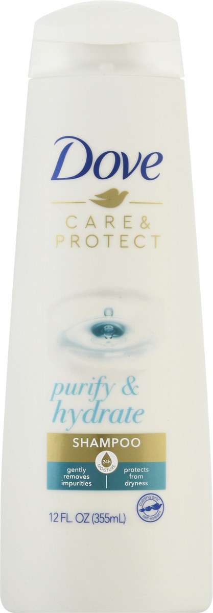 slide 3 of 9, Dove Care & Protect Shampoo Purify & Hydrate Shampoo, 12 fl oz, 12 fl oz