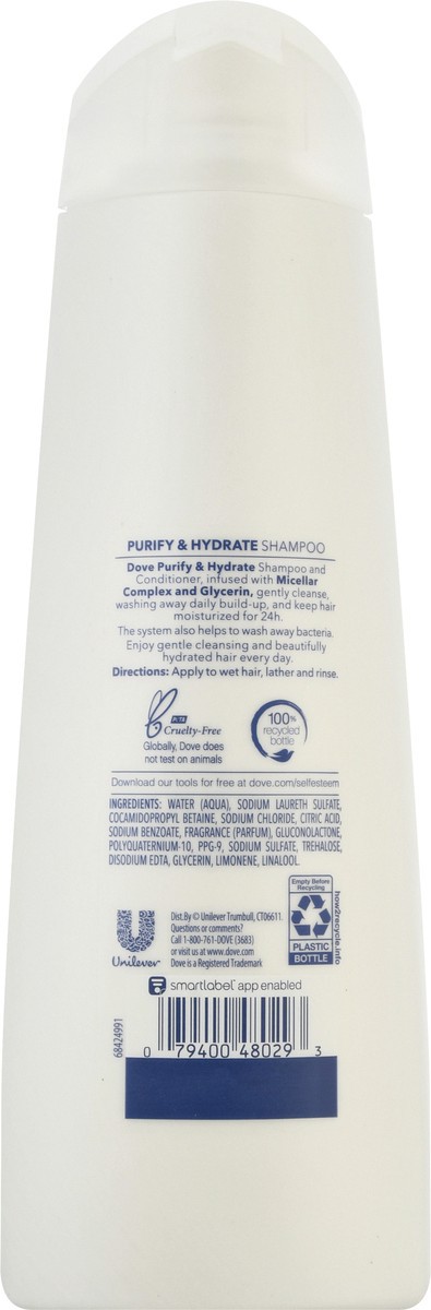 slide 4 of 9, Dove Care & Protect Shampoo Purify & Hydrate Shampoo, 12 fl oz, 12 fl oz