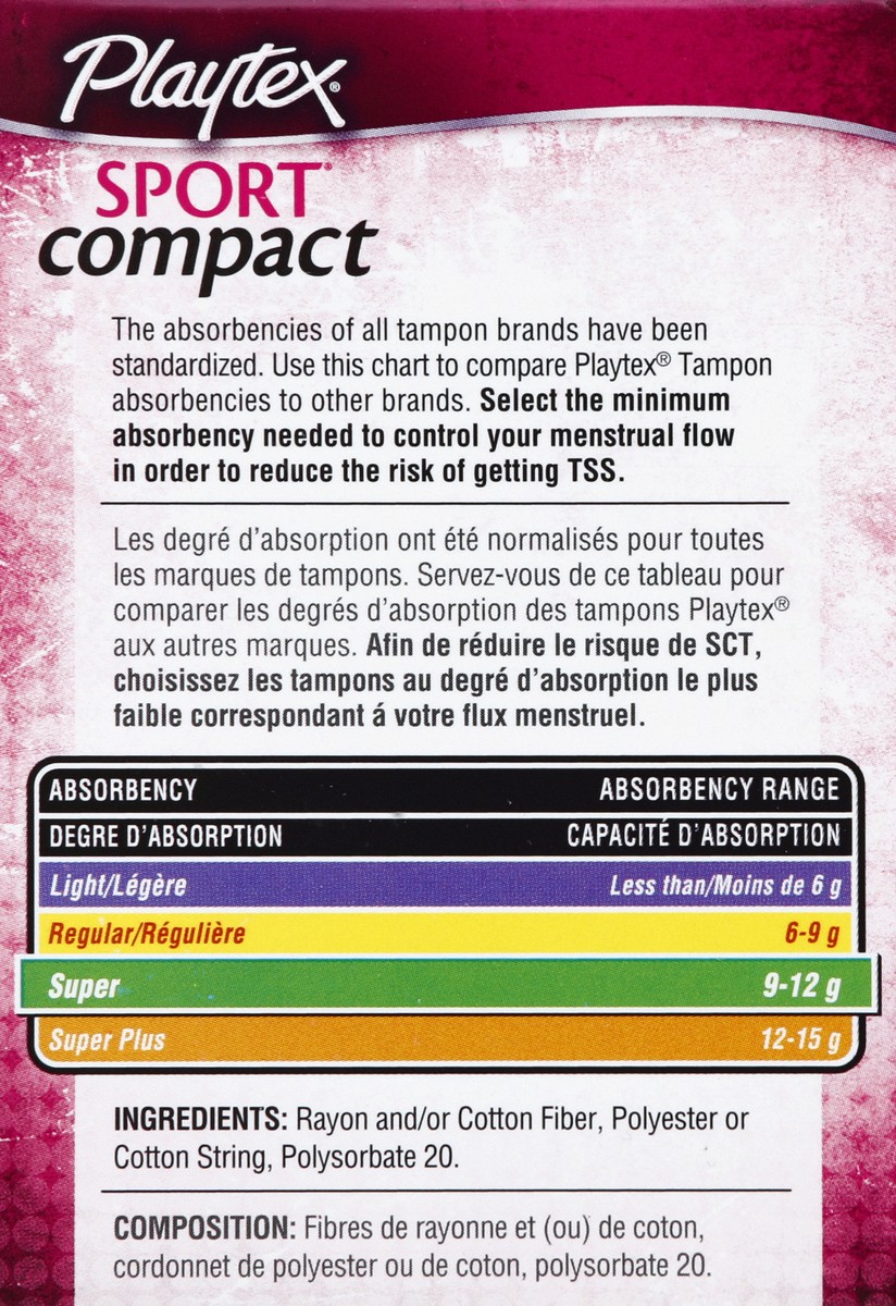 slide 4 of 5, Playtex Sport Super Absorbency Compact Tampons, 18 Tampons, 18 ct