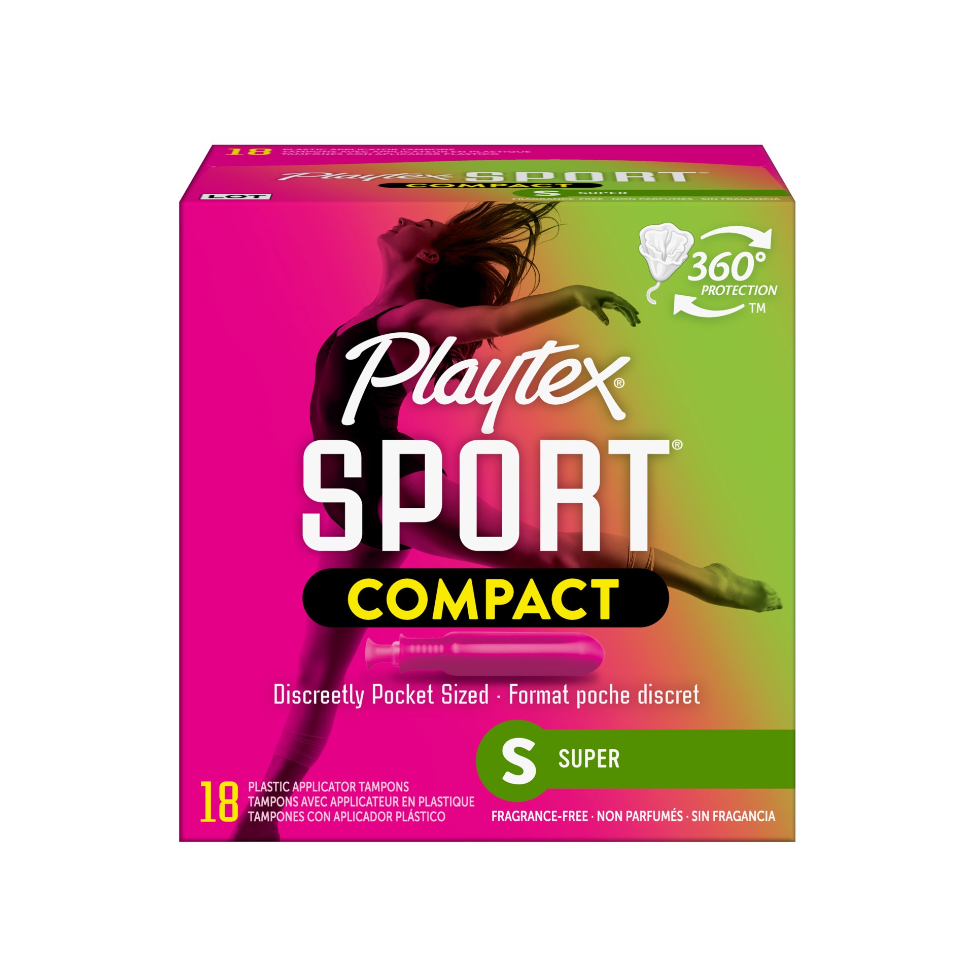 slide 1 of 5, Playtex Sport Super Absorbency Compact Tampons, 18 Tampons, 18 ct