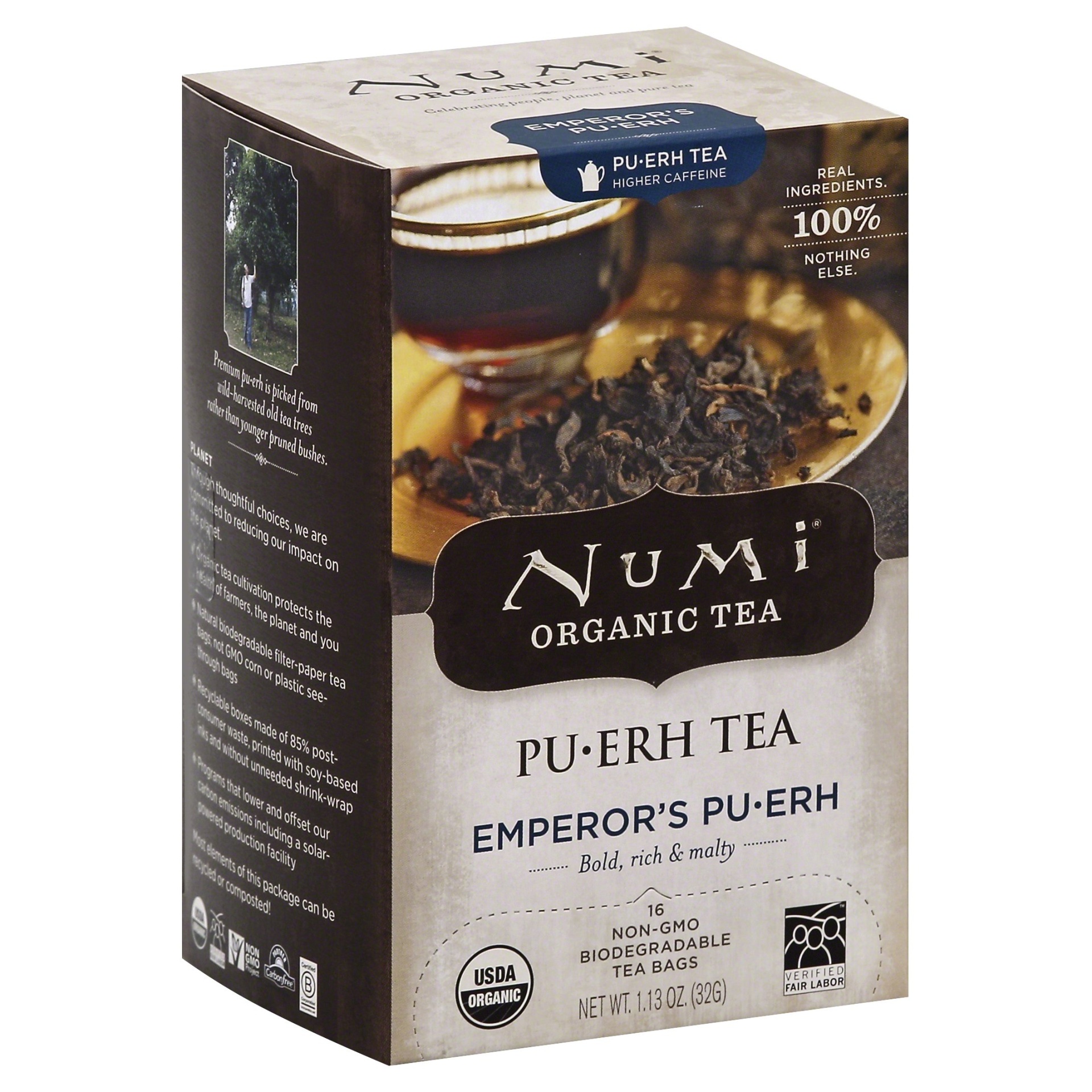 slide 1 of 1, Numi Organic Emperor's Pu-Erh Tea, 16 ct