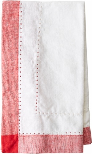 slide 1 of 1, Homewear Linens Hem-Stitch Stripe Napkin - White/Red, One Size