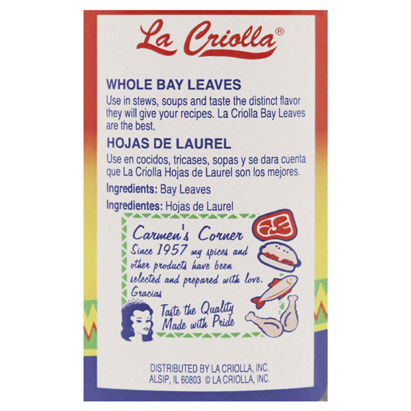 slide 8 of 9, La Criolla Whole Bay Leaves, 0.25 oz