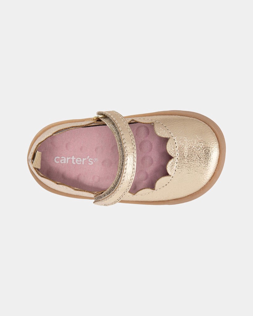 slide 3 of 6, Carter's Carters Baby Girl Every Step® First Walker Shiny Dress Shoes - Gold Gold 3.5, 1 ct