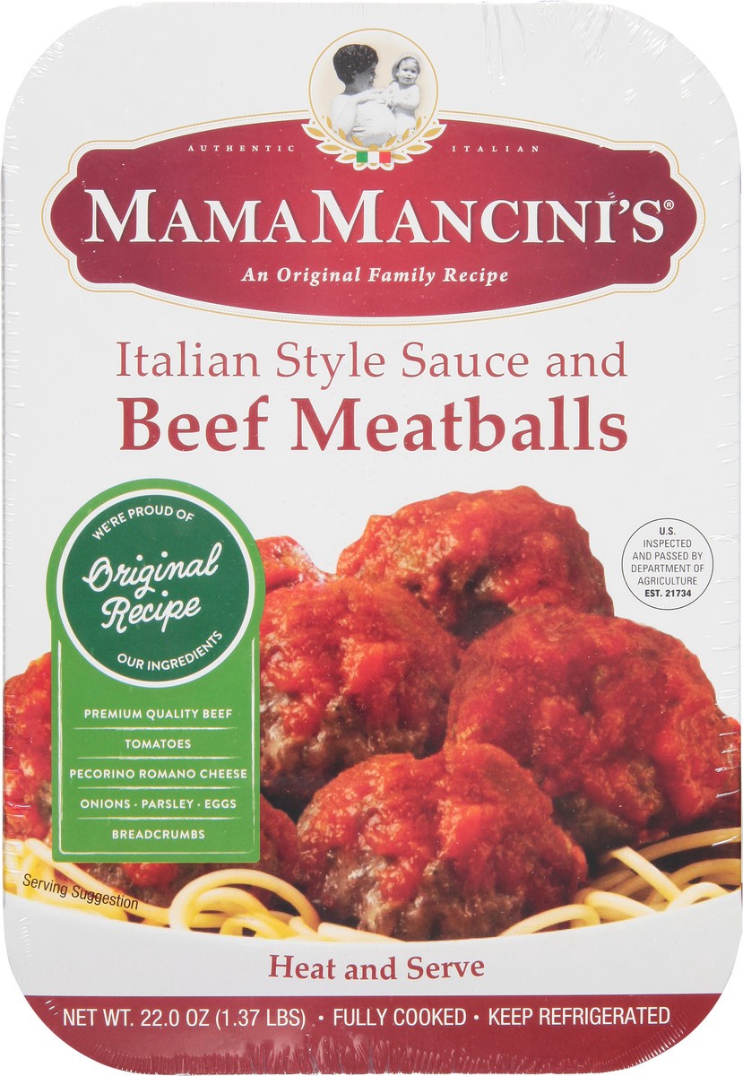 slide 5 of 13, MamaMancini's Italian Style Sauce Beef Meatballs 22.0 oz, 22 oz