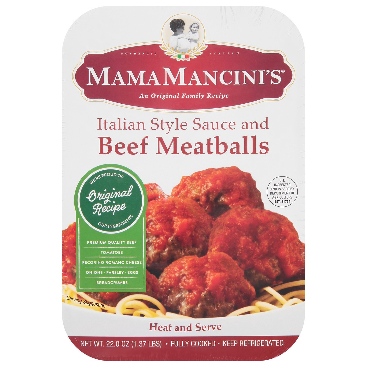 slide 1 of 13, MamaMancini's Italian Style Sauce Beef Meatballs 22.0 oz, 22 oz