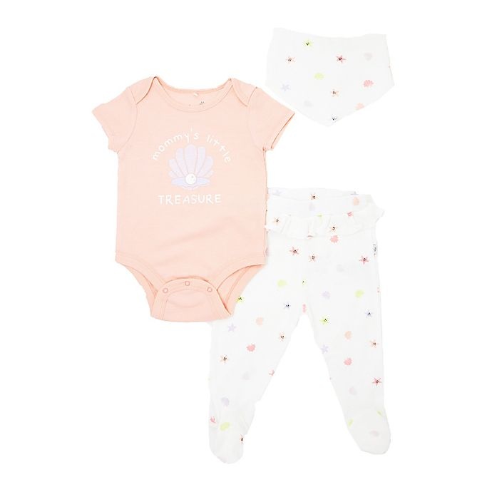 slide 1 of 1, Mini Heroes Newborn Mommy's Treasure Bodysuit Set - Coral, 3 ct