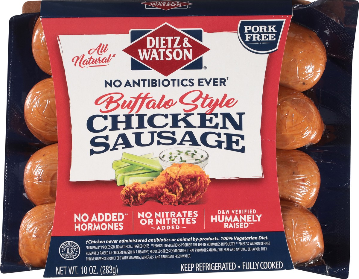 slide 9 of 13, Dietz & Watson Pork Free Buffalo Style Chicken Sausage 10 oz, 10 oz