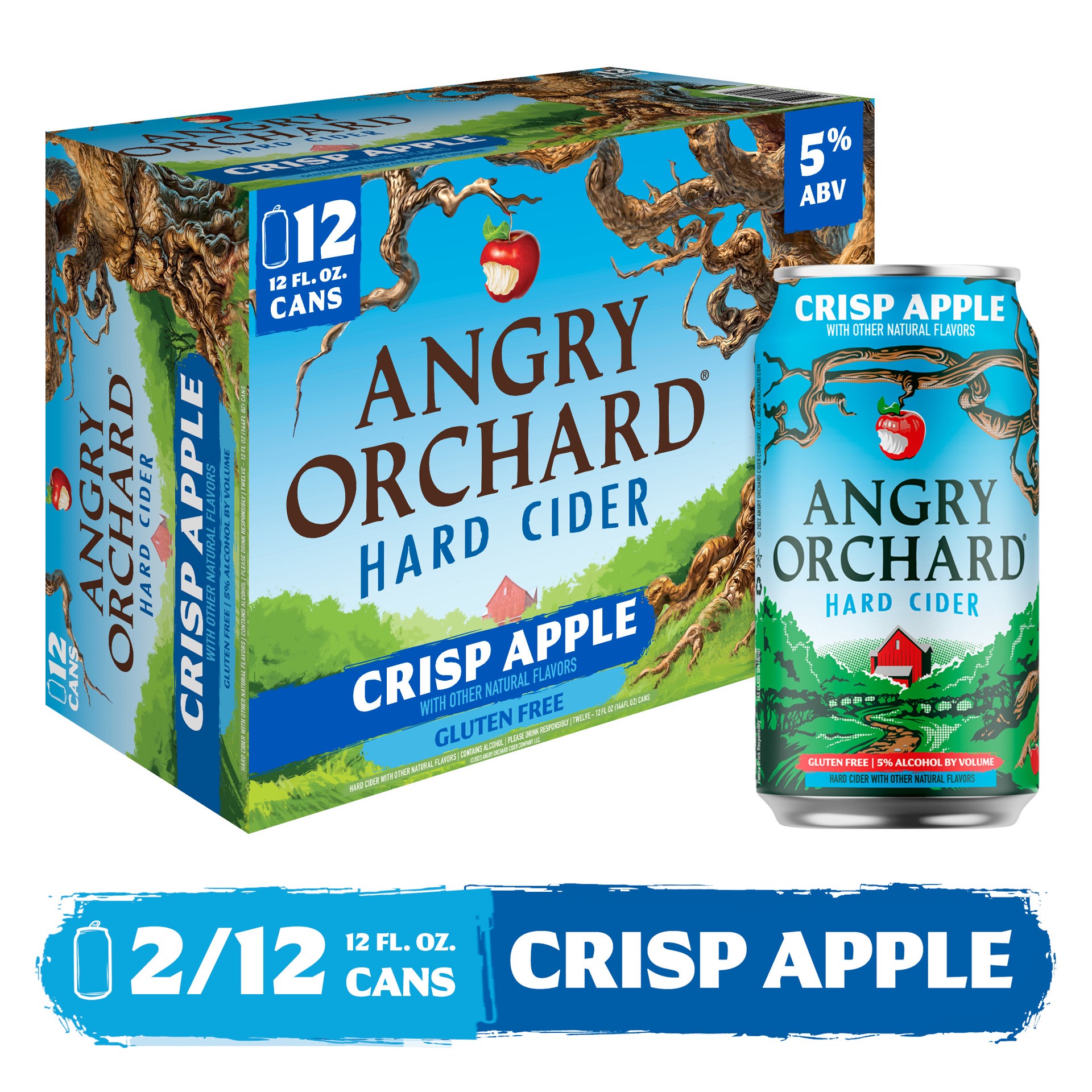 slide 1 of 7, Angry Orchard Crisp Apple Hard Cider, Spiked (12 fl. oz. Can, 12pk.), 12 ct; 12 oz