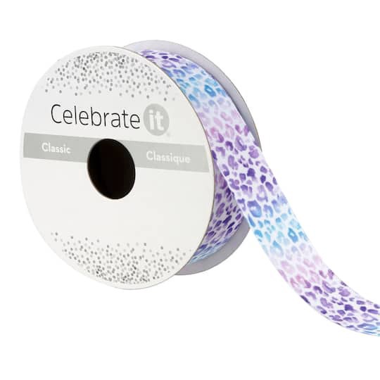 slide 1 of 4, 1'' X 5yd. Satin Floral Print Ribbon By Celebrate It, 1 in x 5 yd