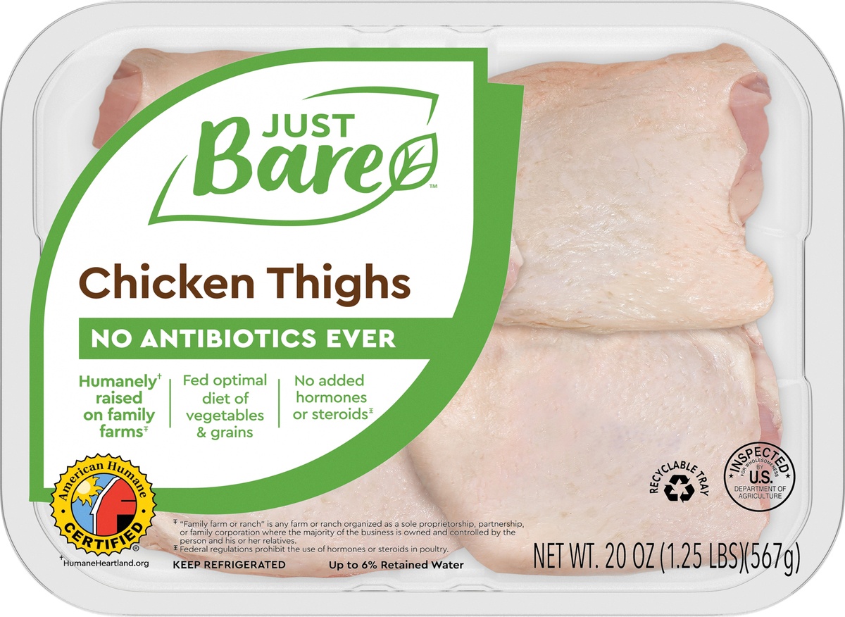 slide 4 of 5, All Natural Fresh Chicken, Hand-Trimmed, Boneless, Skinless Thighs, 1.25 lb