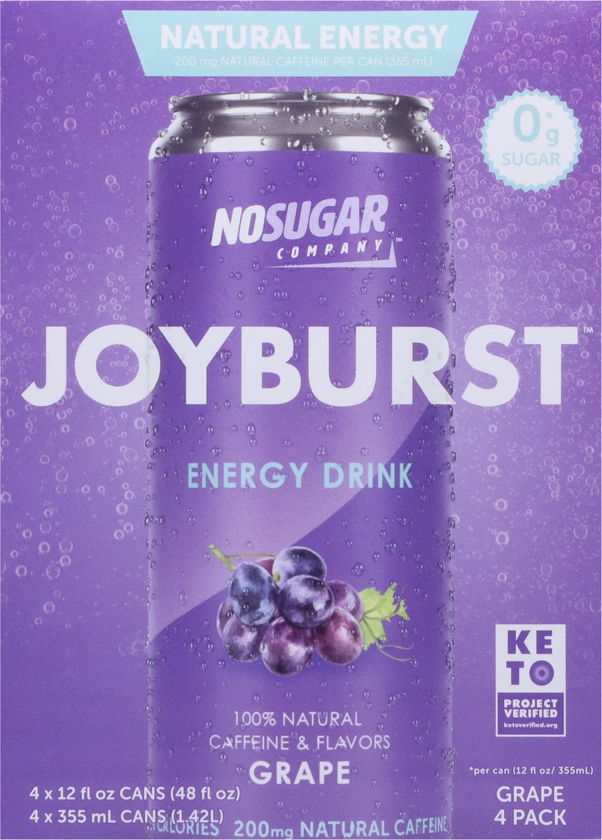 slide 2 of 9, No Sugar Company Joyburst Grape Energy Drink - 4 ct, 4 ct
