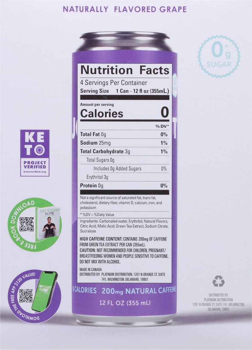 slide 8 of 9, No Sugar Company Joyburst Grape Energy Drink - 4 ct, 4 ct