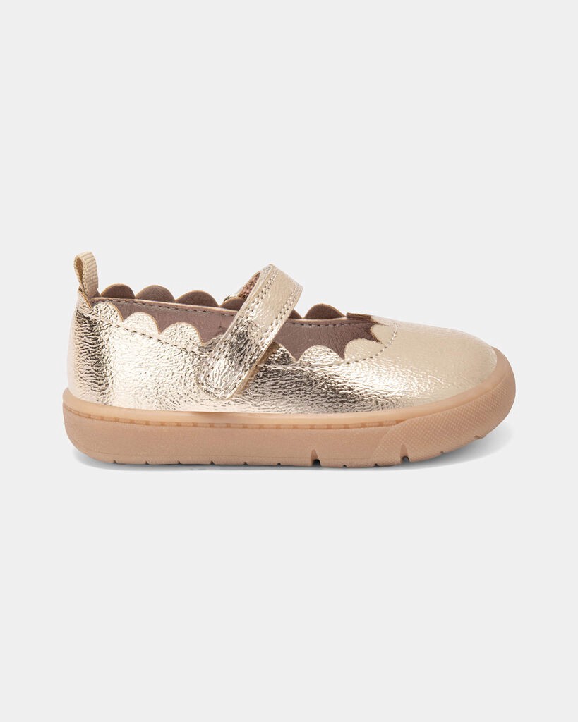 slide 3 of 6, Carter's Carters Baby Girl Every Step® First Walker Shiny Dress Shoes - Gold Gold 2.5, 1 ct