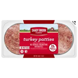 Shady Brook Farms Turkey Patties, 4 per Carton, Fresh, 1 lb.