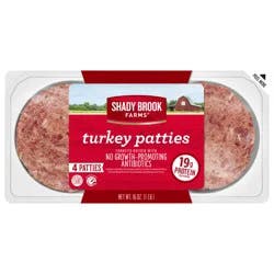 Shady Brook Farms Turkey Patties, 4 per Carton, Fresh, 1 lb.