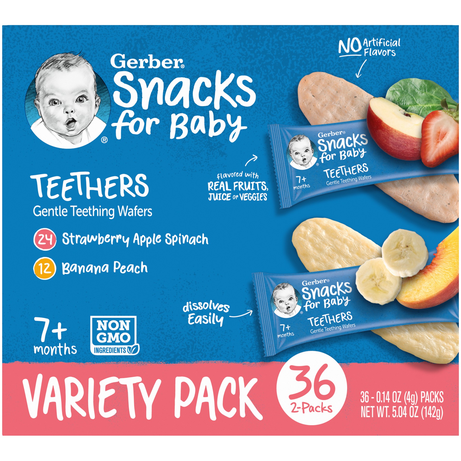 slide 2 of 5, Gerber Snacks for Baby Teethers, Variety Pack, 5.04oz Box (72 Pack), 5.1 oz