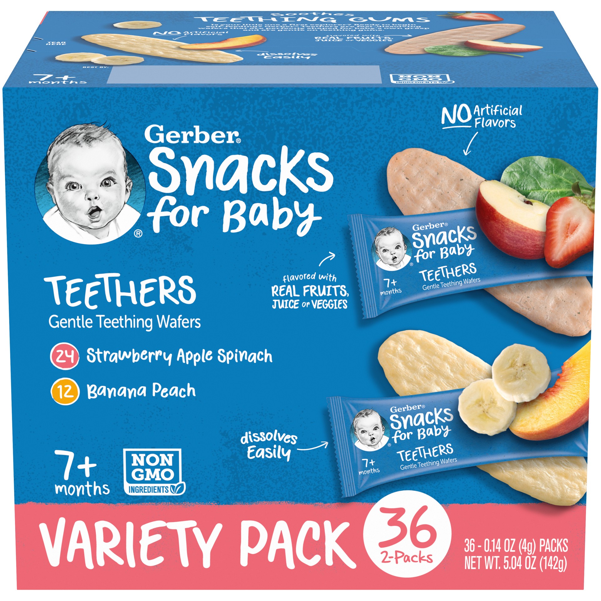 slide 1 of 5, Gerber Snacks for Baby Teethers, Variety Pack, 5.04oz Box (72 Pack), 5.1 oz
