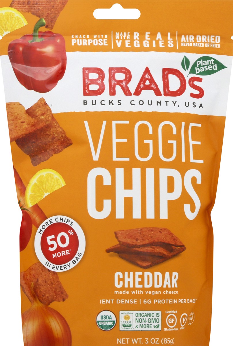 slide 1 of 11, Brad's Chips Cheddar Raw Organic, 3 oz