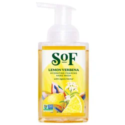 SoF Hydrating Foaming Hand Wash - With Organic Agave Nectar & Coconut Oil - Vegan & Non-GMO - Free From Phthalates, Sulfates & Parabens - Lemon Verbena - 8 oz Bottle