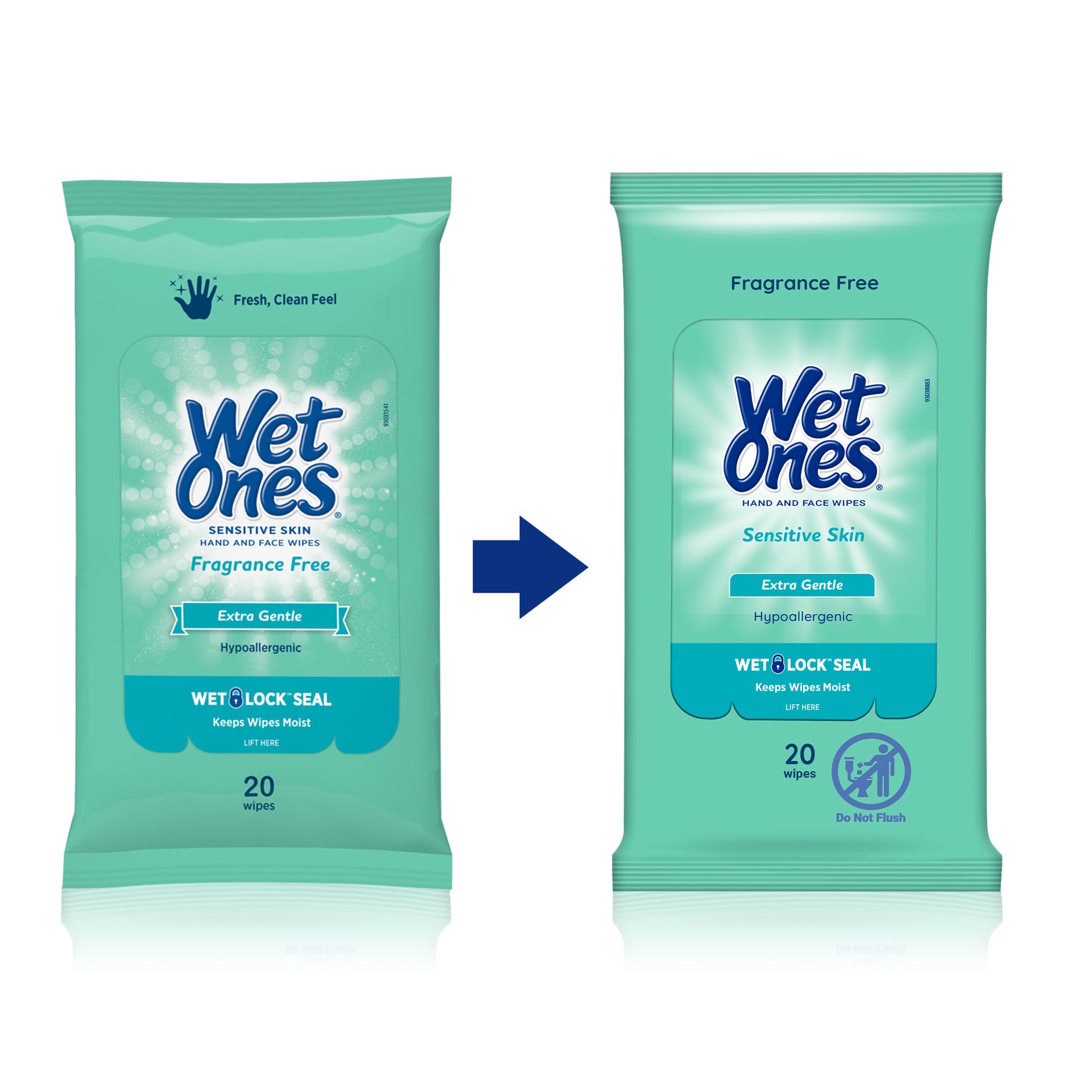 slide 5 of 8, Wet Ones Extra Gentle Hand and Face Fragrance Free Wipes 20 ea, 20 ct