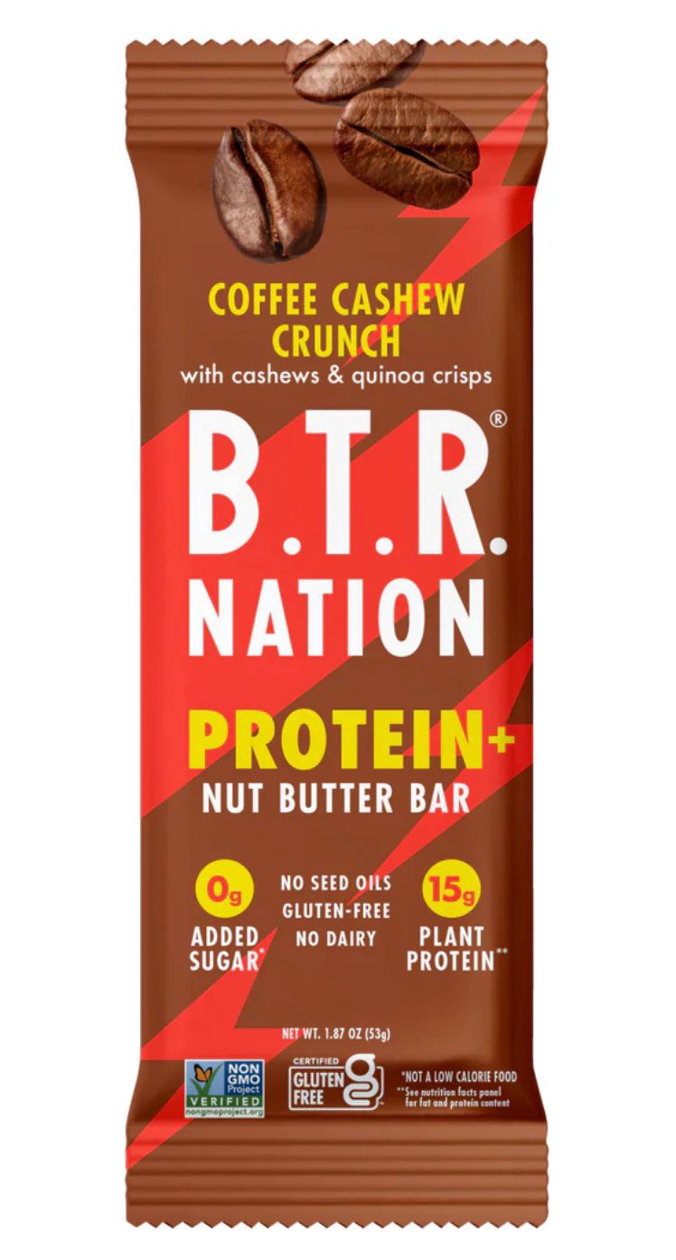 slide 1 of 1, BTR Bar Coffee Cashew Crunch Protein+ Nut Butter Bar, 1.87 oz