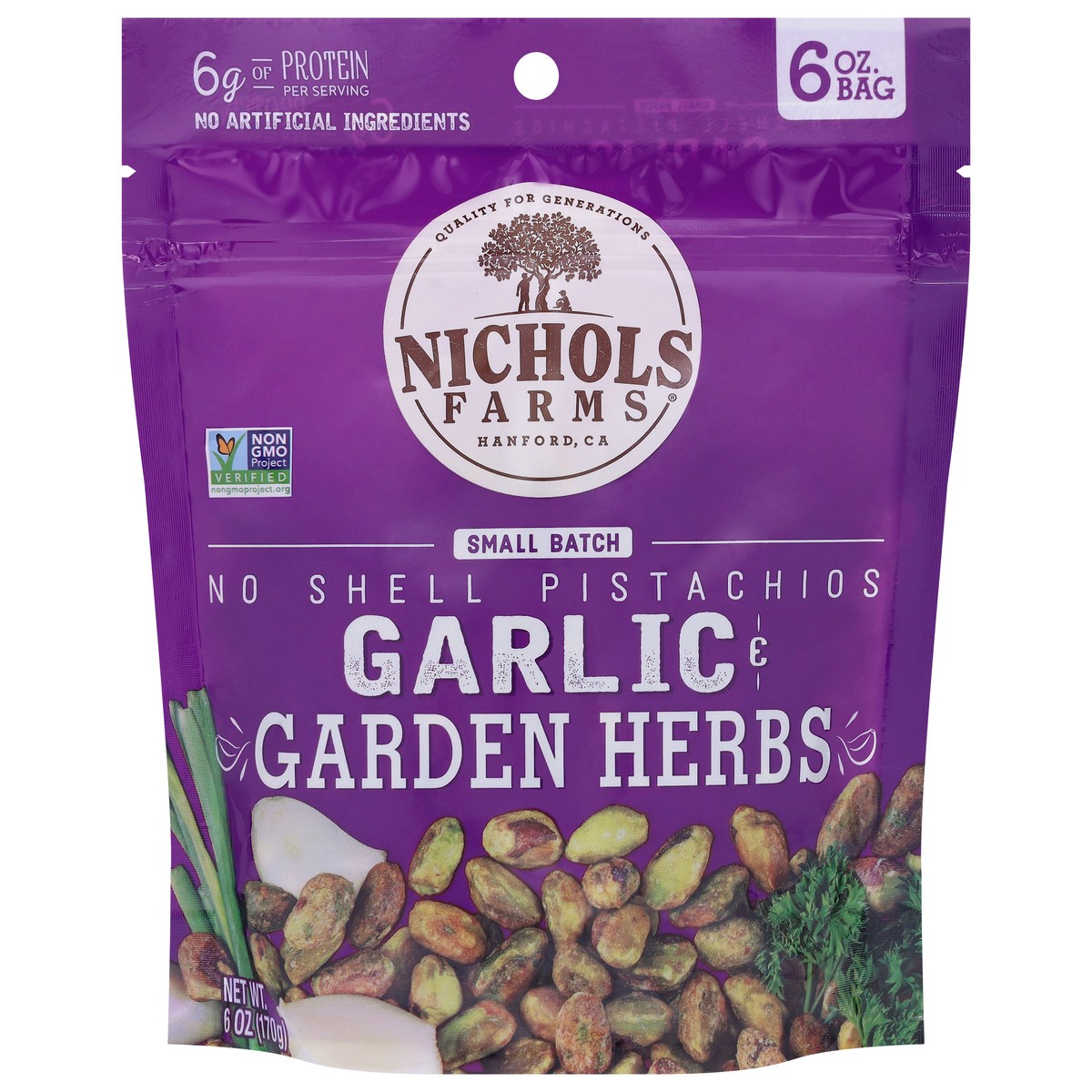 slide 3 of 4, Nichols Farms No Shell Garlic Garden Herbs Pistachios 6 oz, 6 oz
