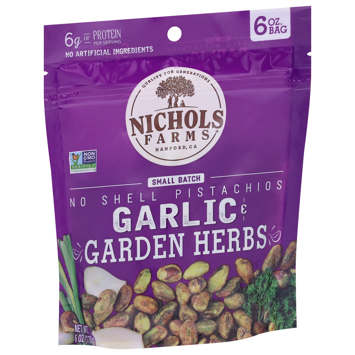 slide 2 of 4, Nichols Farms No Shell Garlic Garden Herbs Pistachios 6 oz, 6 oz